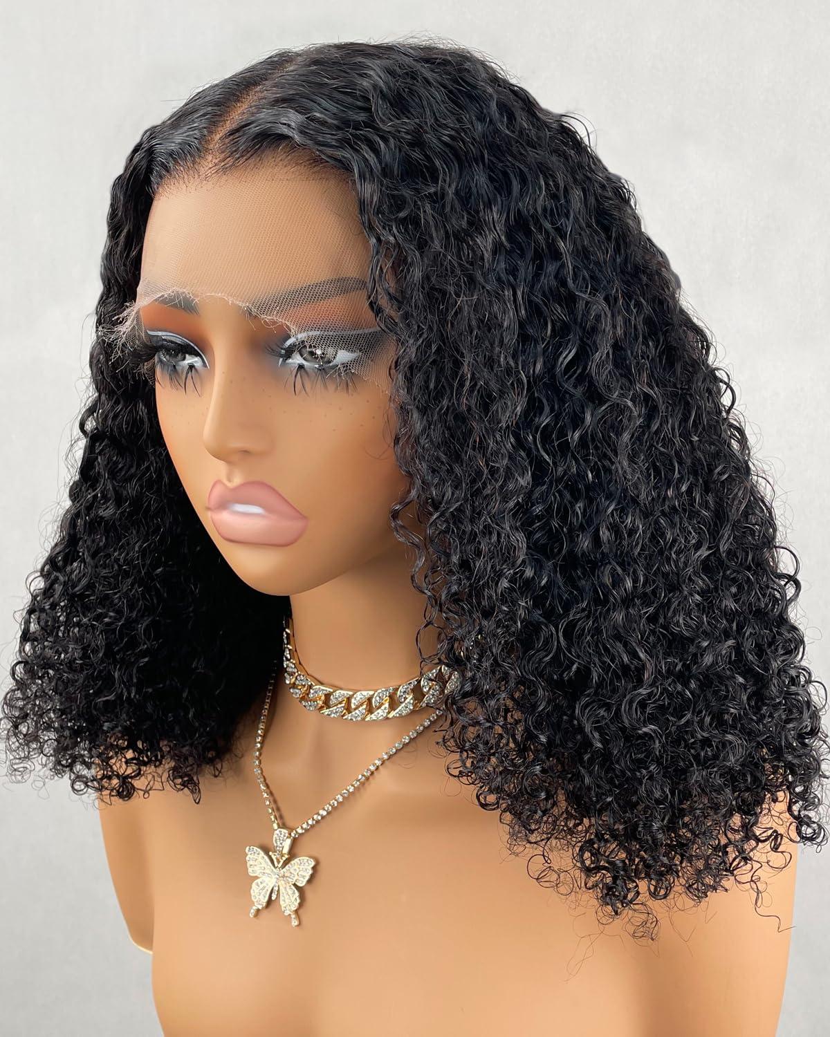 imageBEEOS 13x6 SKINLIKE Real HD Lace Frontal Bob Wig Ultrafitted Cap PrePlucked Bleached Knots 180 Density Straight Human Hair Wig 12 Inch13x6 HD Lace Wig Curly Bob
