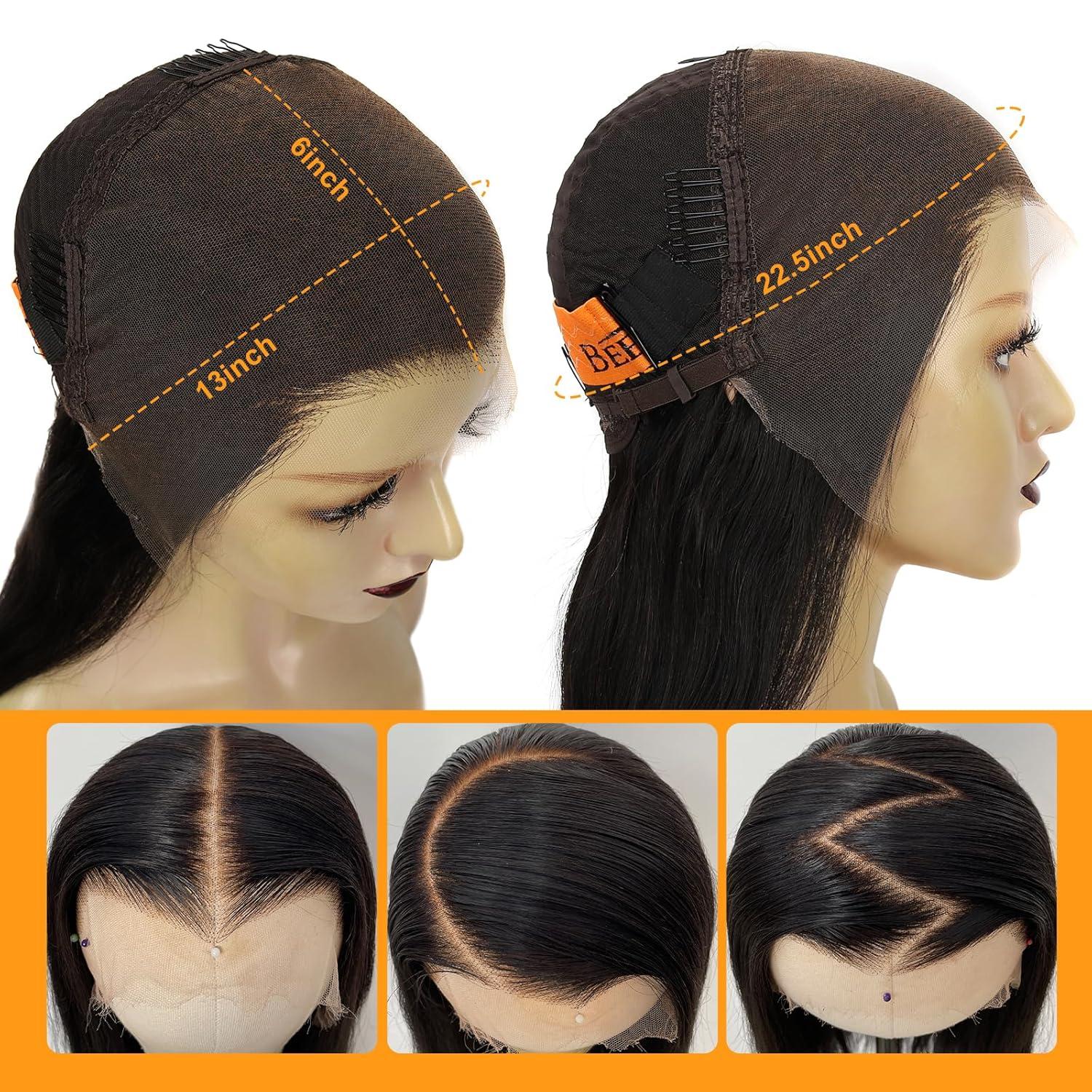 imageBEEOS 13x6 Ultrafitted HD Lace Wig 250 Density Pre Plucked Curly Human Hair Wigs Bleached Knots 18 Inch13x6 Full Frontal HD Lace Straight Wig Precut Lace180 Density