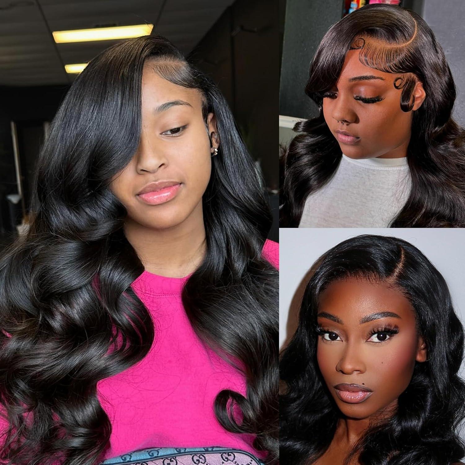 imageBEEOS 13x6 Ultrafitted HD Lace Wig 250 Density Pre Plucked Curly Human Hair Wigs Bleached Knots 18 Inch360 HD Lace Body Wave Wig180 Density