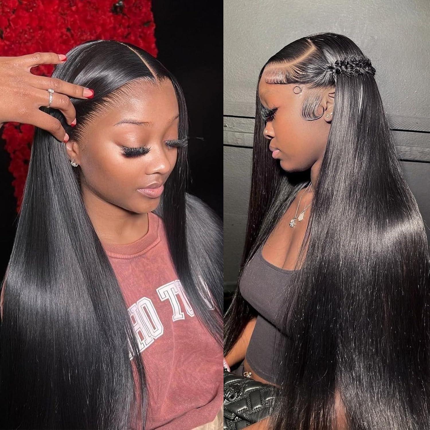 imageBEEOS 13x6 Ultrafitted HD Lace Wig 250 Density Pre Plucked Curly Human Hair Wigs Bleached Knots 18 InchUltrafitted 13x6 Full Frontal HD Lace Straight Wig250 Density