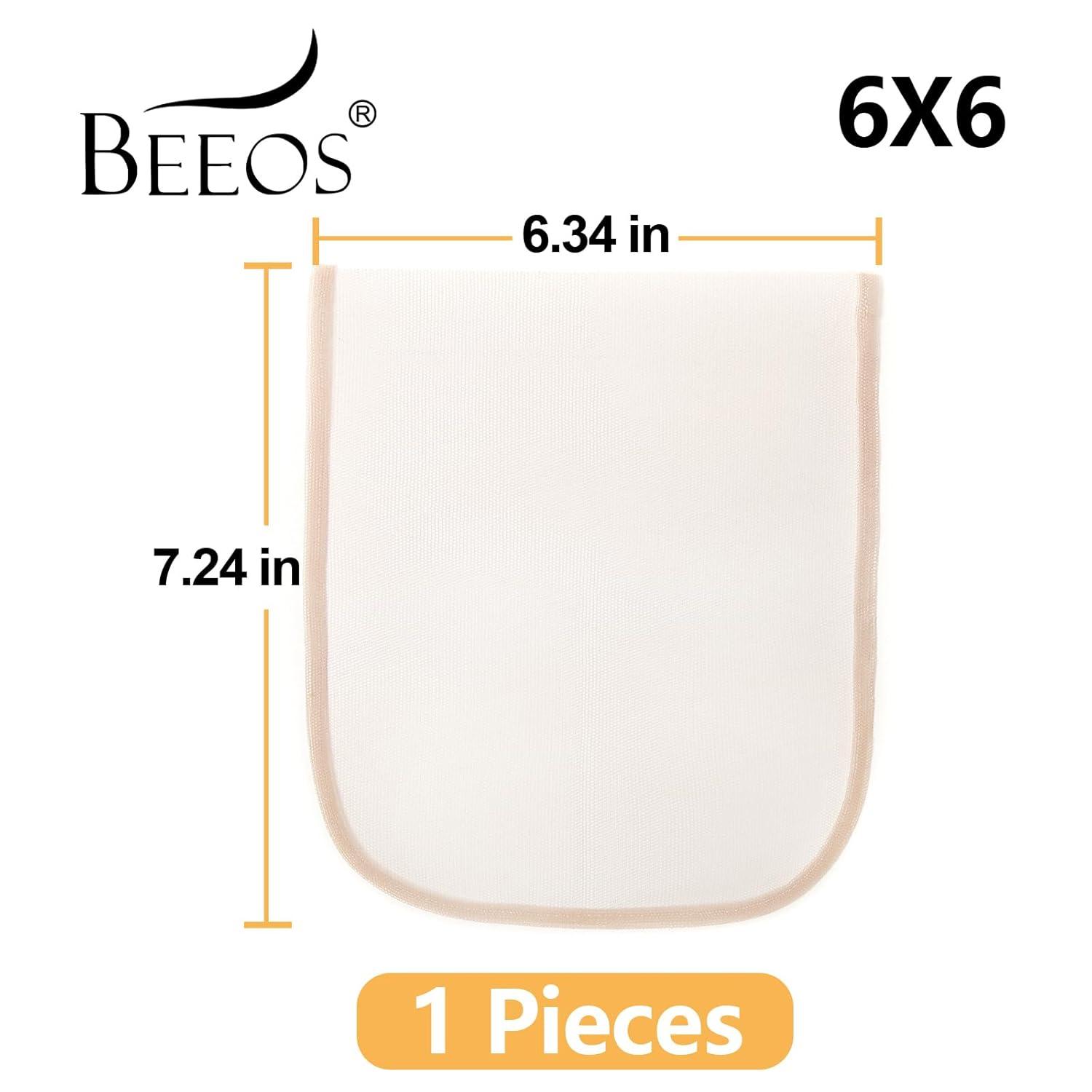 imageBEEOS 4x4 Transparent Lace for Wig Making 5 Pieces Lace Net Base for Making Closure Wigs Accessories for Repairing Wig Cap01mm Skinlike HD Lace