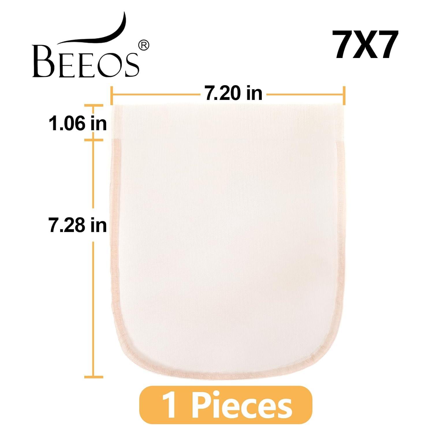 imageBEEOS 4x4 Transparent Lace for Wig Making 5 Pieces Lace Net Base for Making Closure Wigs Accessories for Repairing Wig Cap01mm Skinlike HD Lace