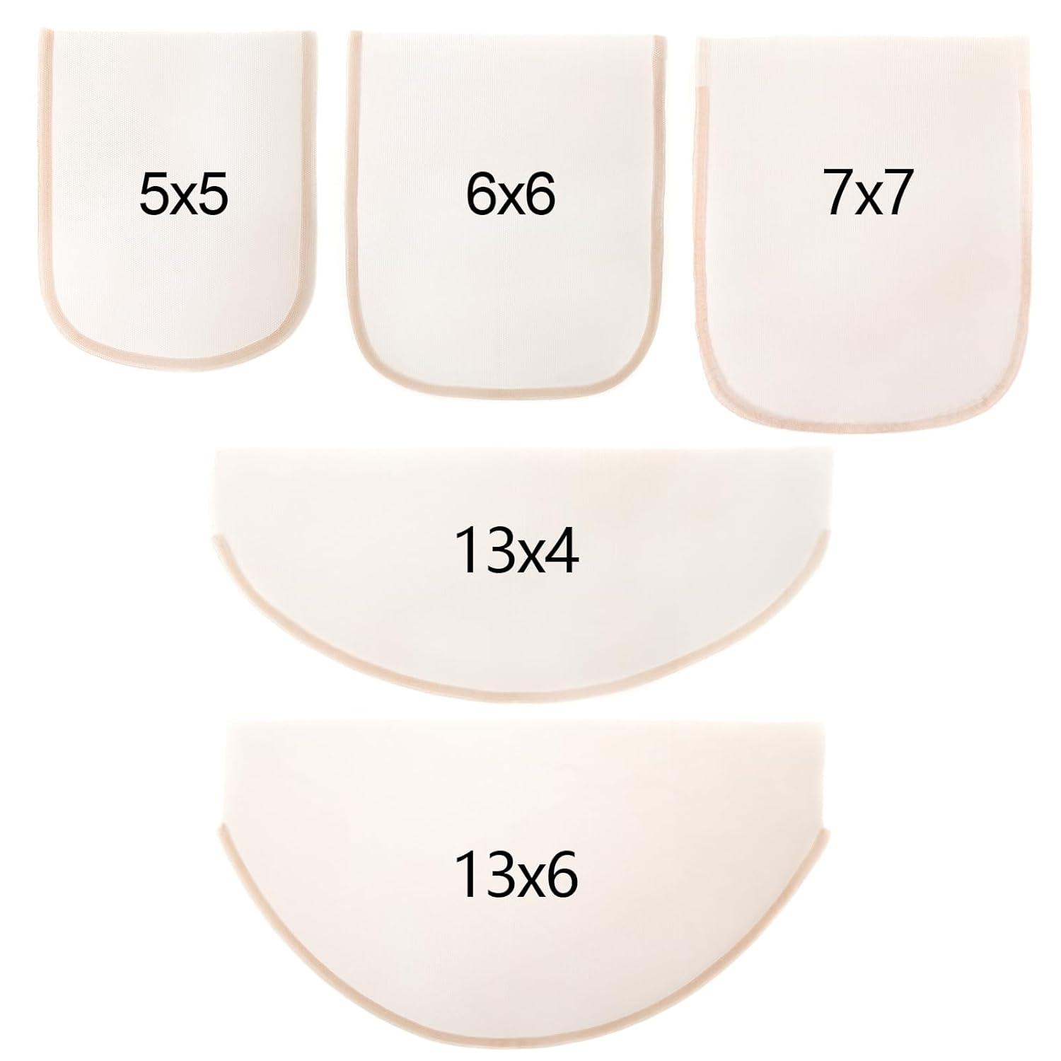 imageBEEOS 4x4 Transparent Lace for Wig Making 5 Pieces Lace Net Base for Making Closure Wigs Accessories for Repairing Wig Cap01mm Skinlike HD Lace