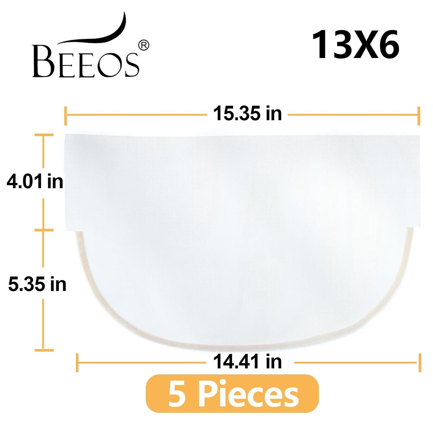 imageBEEOS 4x4 Transparent Lace for Wig Making 5 Pieces Lace Net Base for Making Closure Wigs Accessories for Repairing Wig CapTransparent Lace