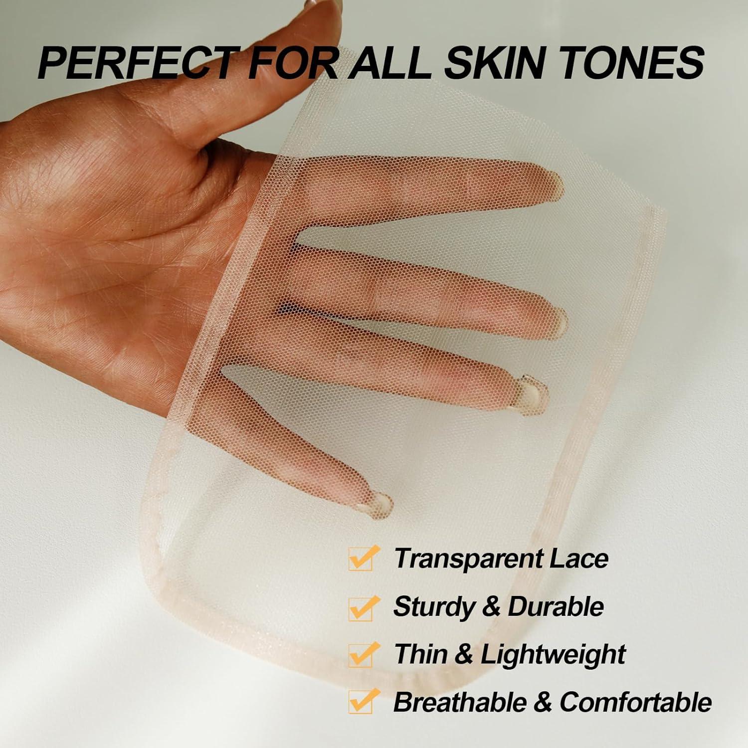 imageBEEOS 4x4 Transparent Lace for Wig Making 5 Pieces Lace Net Base for Making Closure Wigs Accessories for Repairing Wig CapTransparent Lace