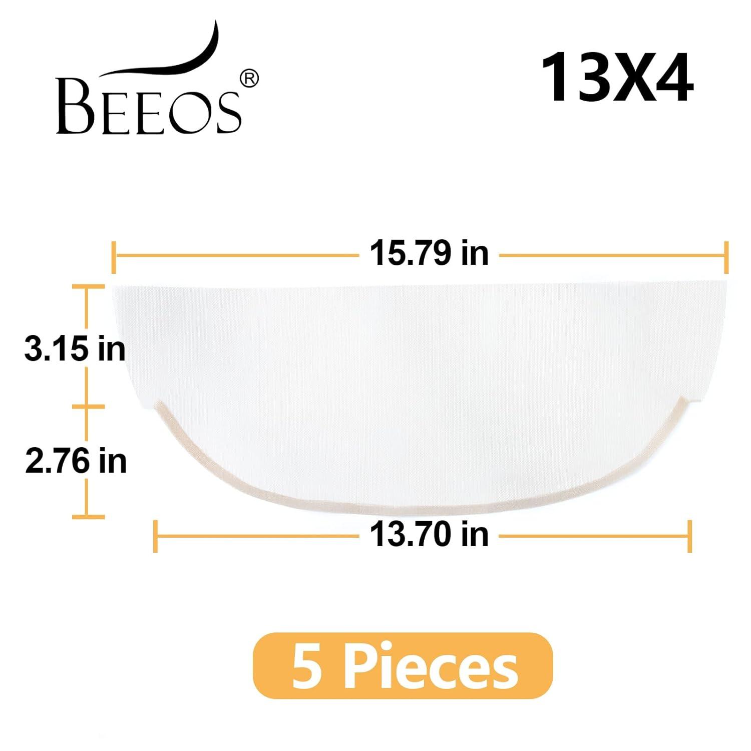 imageBEEOS 4x4 Transparent Lace for Wig Making 5 Pieces Lace Net Base for Making Closure Wigs Accessories for Repairing Wig CapTransparent Lace