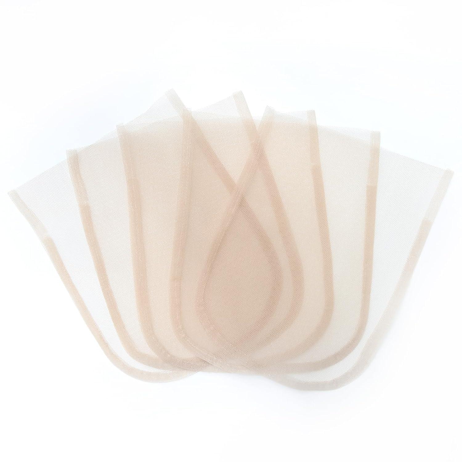 imageBEEOS 4x4 Transparent Lace for Wig Making 5 Pieces Lace Net Base for Making Closure Wigs Accessories for Repairing Wig CapTransparent Lace