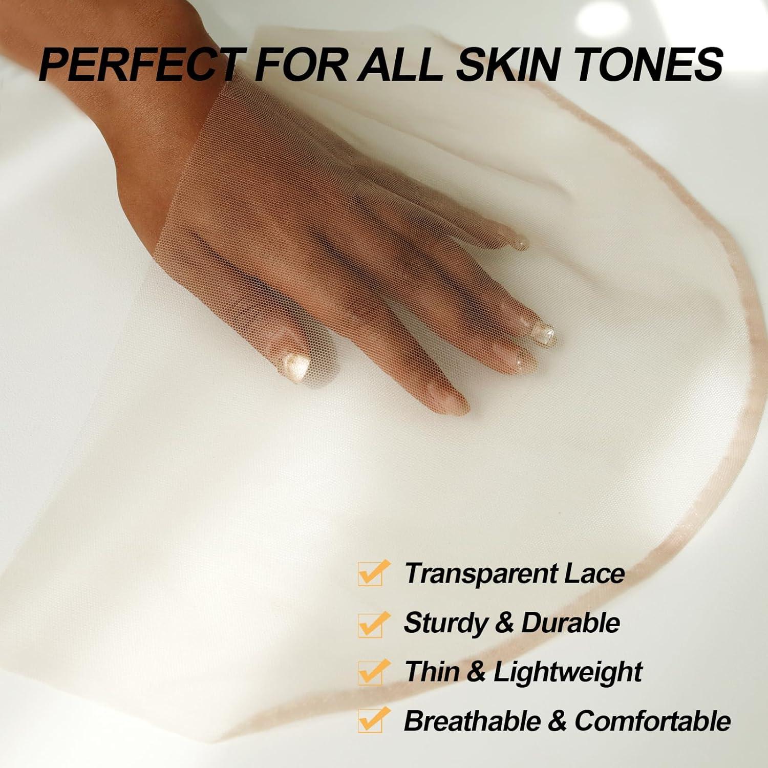 imageBEEOS 4x4 Transparent Lace for Wig Making 5 Pieces Lace Net Base for Making Closure Wigs Accessories for Repairing Wig CapTransparent Lace