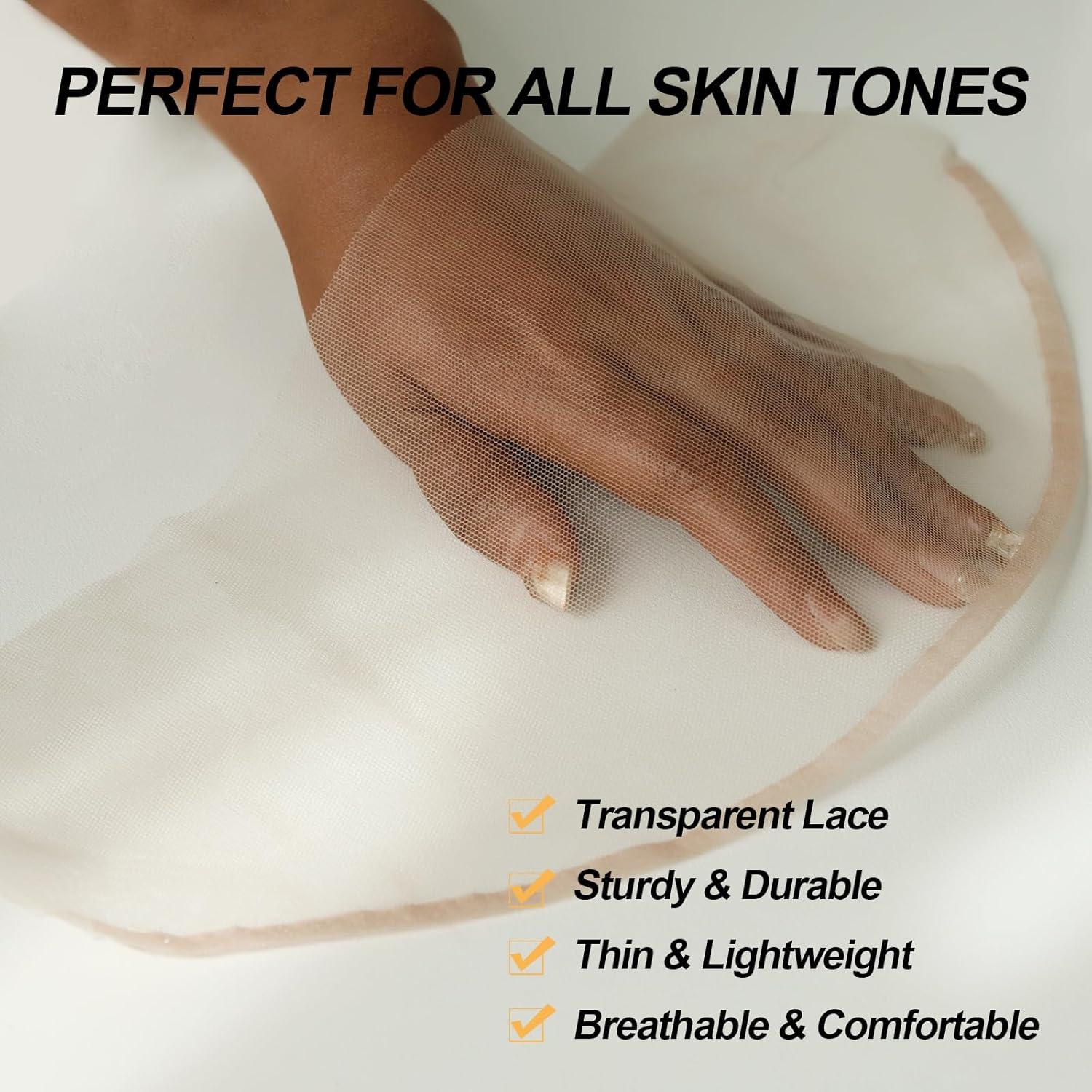 imageBEEOS 4x4 Transparent Lace for Wig Making 5 Pieces Lace Net Base for Making Closure Wigs Accessories for Repairing Wig CapTransparent Lace