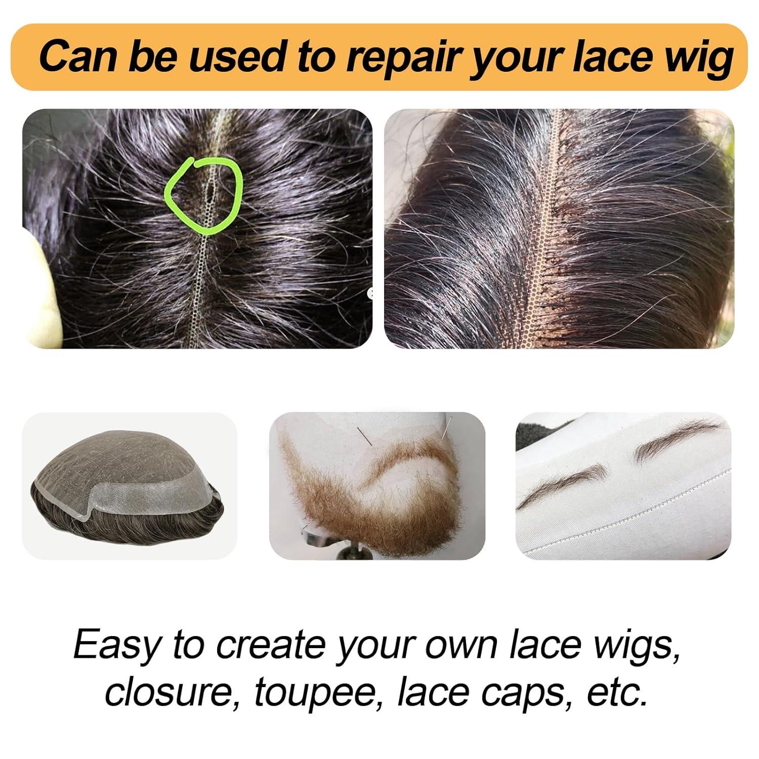 imageBEEOS 4x4 Transparent Lace for Wig Making 5 Pieces Lace Net Base for Making Closure Wigs Accessories for Repairing Wig CapTransparent Lace