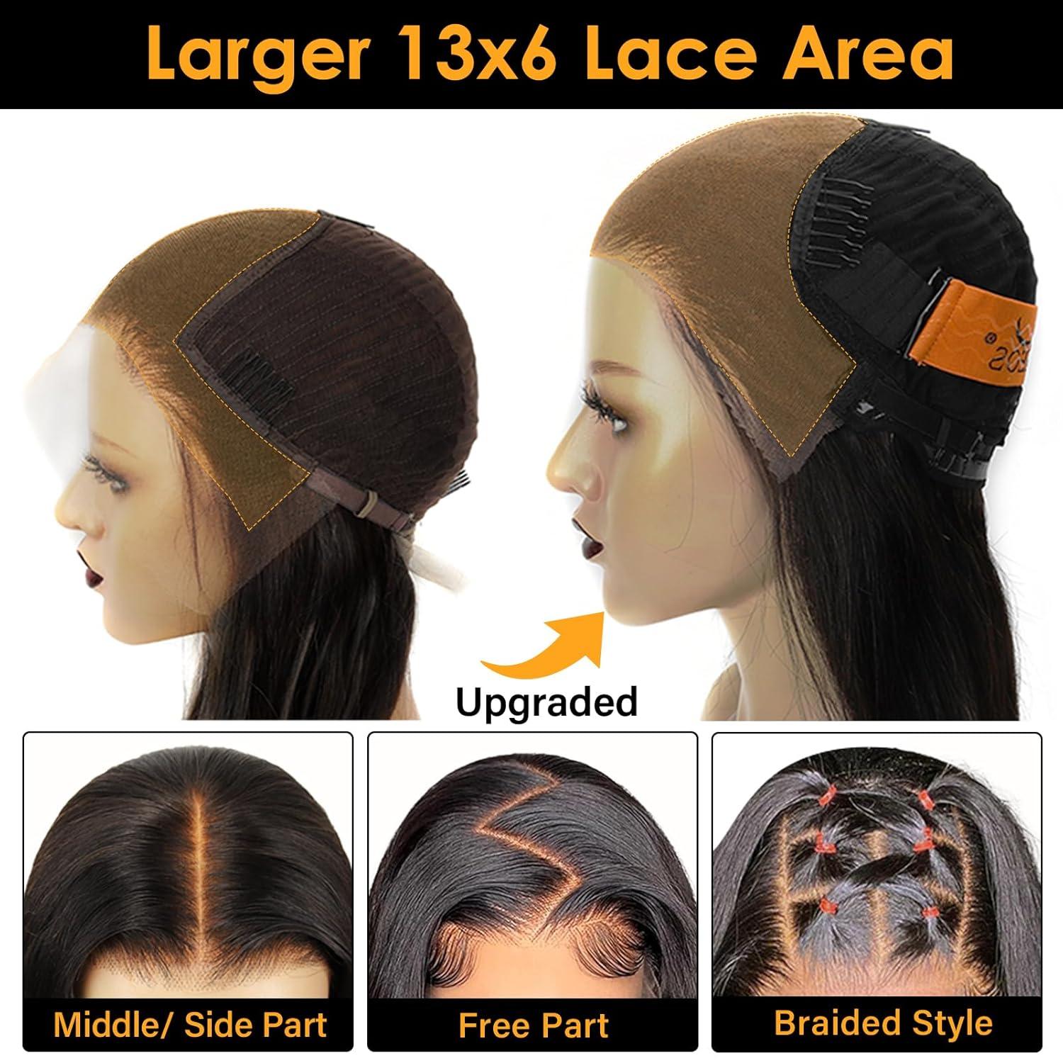imageBEEOS Wear and Go 5x5 SKINLIKE Real HD Lace Closure Wig Precut 180 Density PrePlucked Bleached Knots Glueless Straight Virgin Human Hair Wigs 22 Inch13x6 Body Wave Glueless HD Lace Wig 250 Density