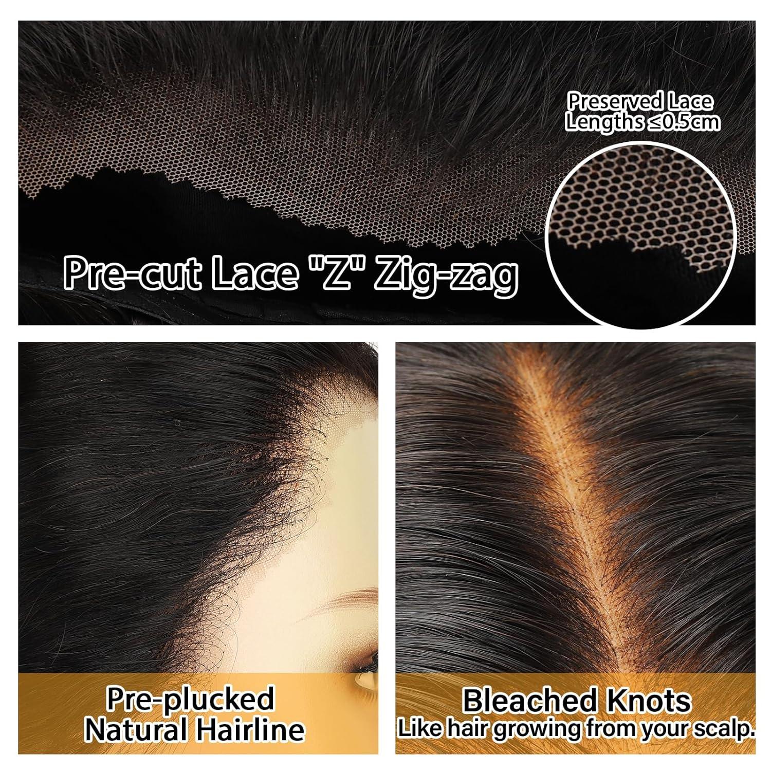 imageBEEOS Wear and Go 5x5 SKINLIKE Real HD Lace Closure Wig Precut 180 Density PrePlucked Bleached Knots Glueless Straight Virgin Human Hair Wigs 22 Inch13x6 Body Wave Glueless HD Lace Wig 250 Density