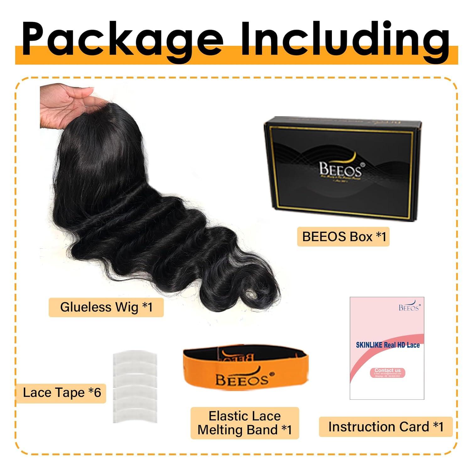 imageBEEOS Wear and Go 5x5 SKINLIKE Real HD Lace Closure Wig Precut 180 Density PrePlucked Bleached Knots Glueless Straight Virgin Human Hair Wigs 22 Inch9x6 Body Wave Glueless HD Lace Wig 180 Density