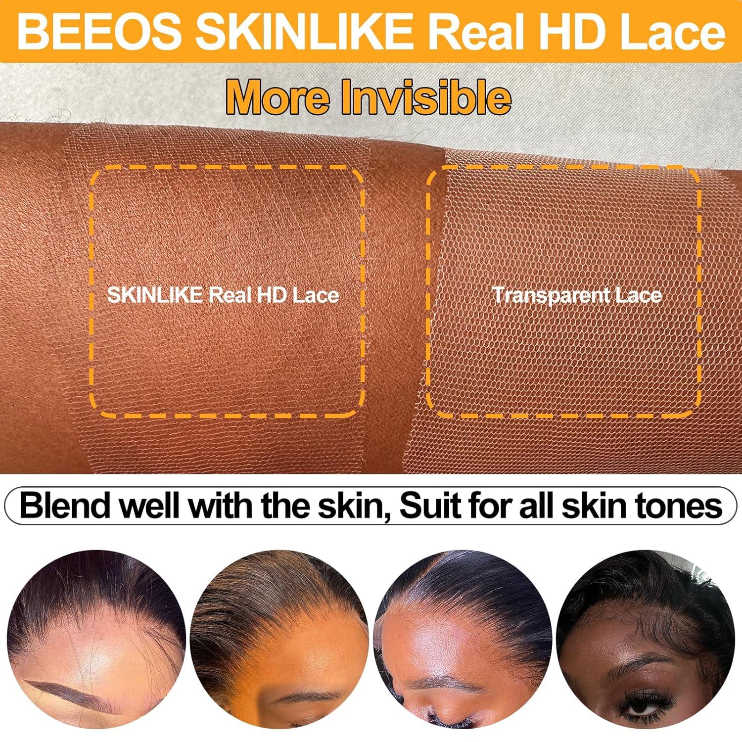 imageBEEOS Wear and Go 5x5 SKINLIKE Real HD Lace Closure Wig Precut 180 Density PrePlucked Bleached Knots Glueless Straight Virgin Human Hair Wigs 22 Inch9x6 Body Wave Glueless HD Lace Wig 180 Density