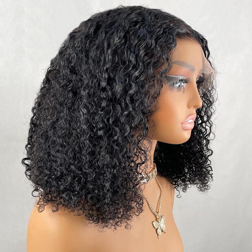 imageBEEOS 13x6 SKINLIKE Real HD Lace Frontal Bob Wig Ultrafitted Cap PrePlucked Bleached Knots 180 Density Straight Human Hair Wig 12 Inch13x6 HD Lace Wig Curly Bob