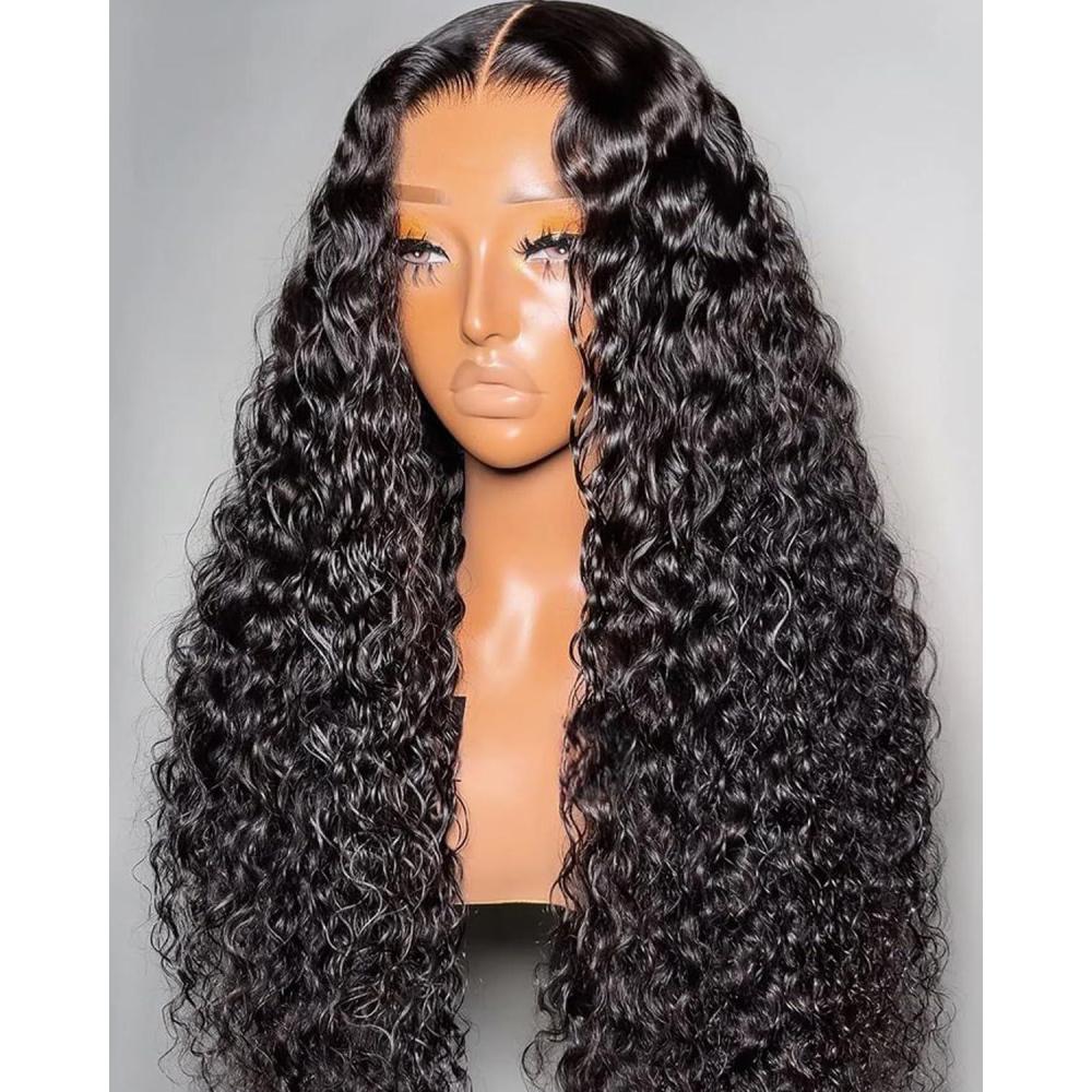 imageBEEOS 13x6 Ultrafitted HD Lace Wig 250 Density Pre Plucked Curly Human Hair Wigs Bleached Knots 18 Inch13x6 Full Frontal Transparent Lace Water Wave Wig180 Density