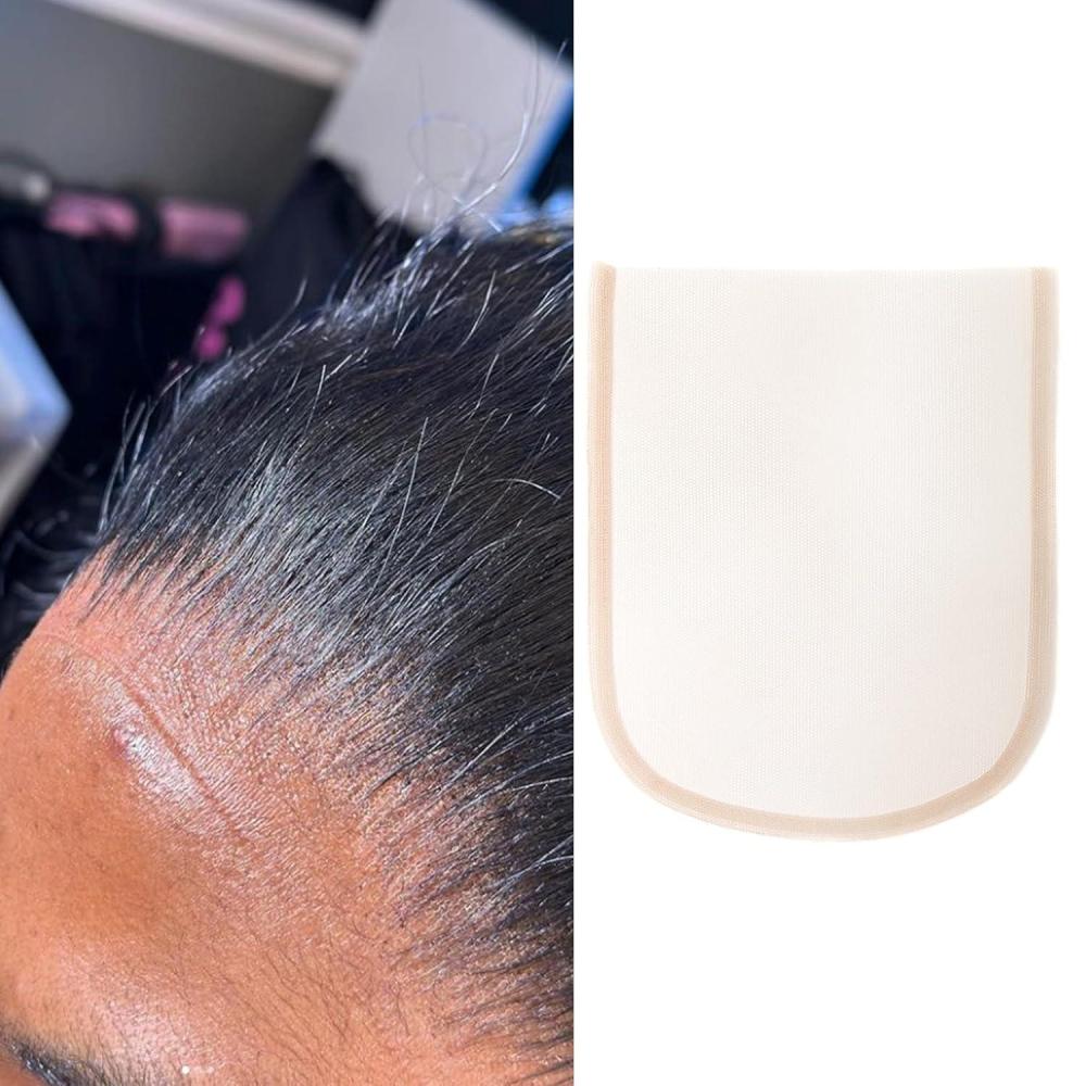 imageBEEOS 4x4 Transparent Lace for Wig Making 5 Pieces Lace Net Base for Making Closure Wigs Accessories for Repairing Wig Cap01mm Skinlike HD Lace