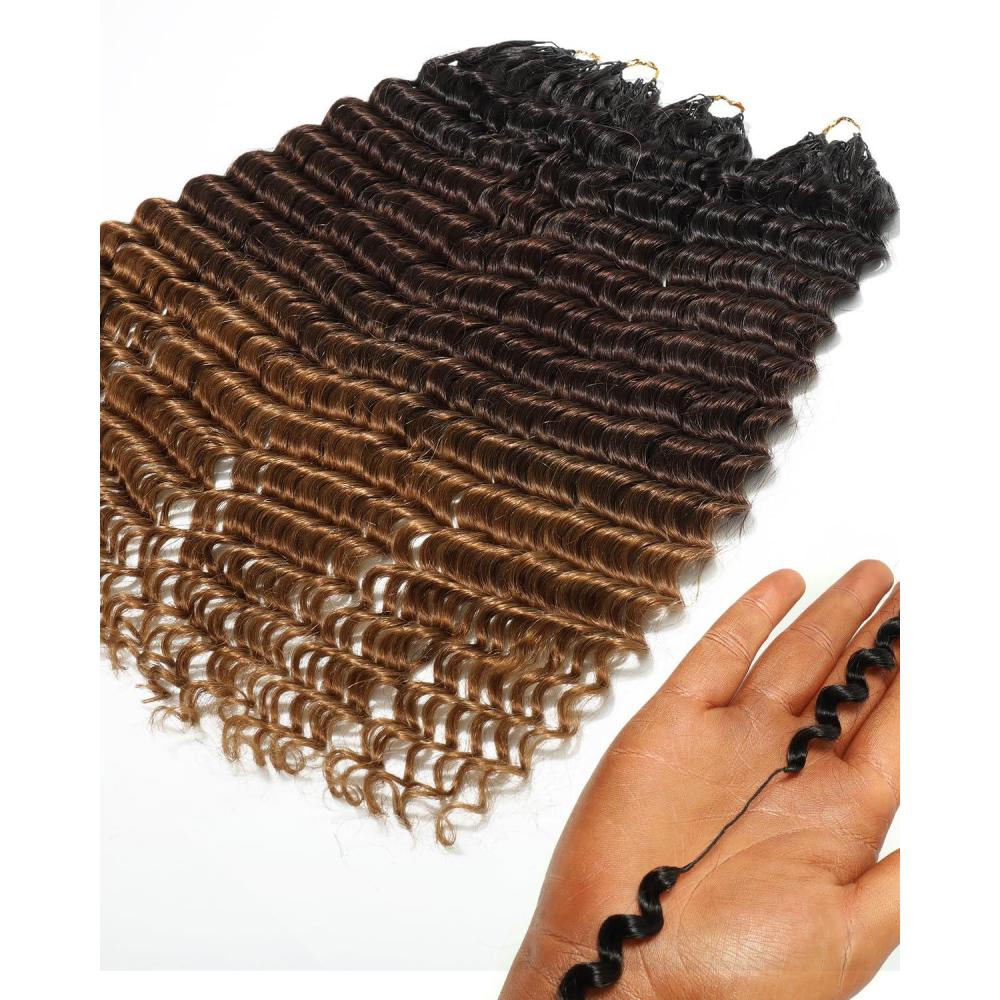 imageBEEOS Deep Wave Crochet Human Hair 160g 1B430 Ombre Knotless PreSeparated Feather Crochet Hair for Women 160g Invisible String Lightweight Reusable160g Deep Wave 1B430