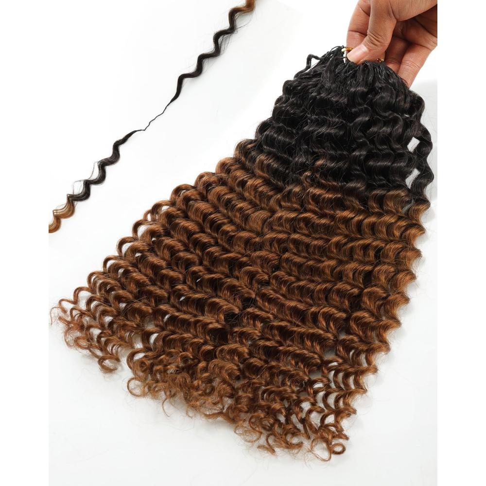 imageBEEOS Deep Wave Crochet Human Hair 160g 1B430 Ombre Knotless PreSeparated Feather Crochet Hair for Women 160g Invisible String Lightweight Reusable160g Deep Wave 1B30