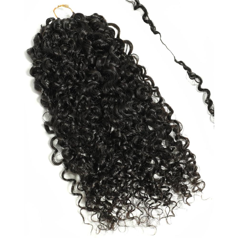 imageBEEOS Deep Wave Crochet Human Hair 160g 1B430 Ombre Knotless PreSeparated Feather Crochet Hair for Women 160g Invisible String Lightweight Reusable160g Burmese Curly Natural Black
