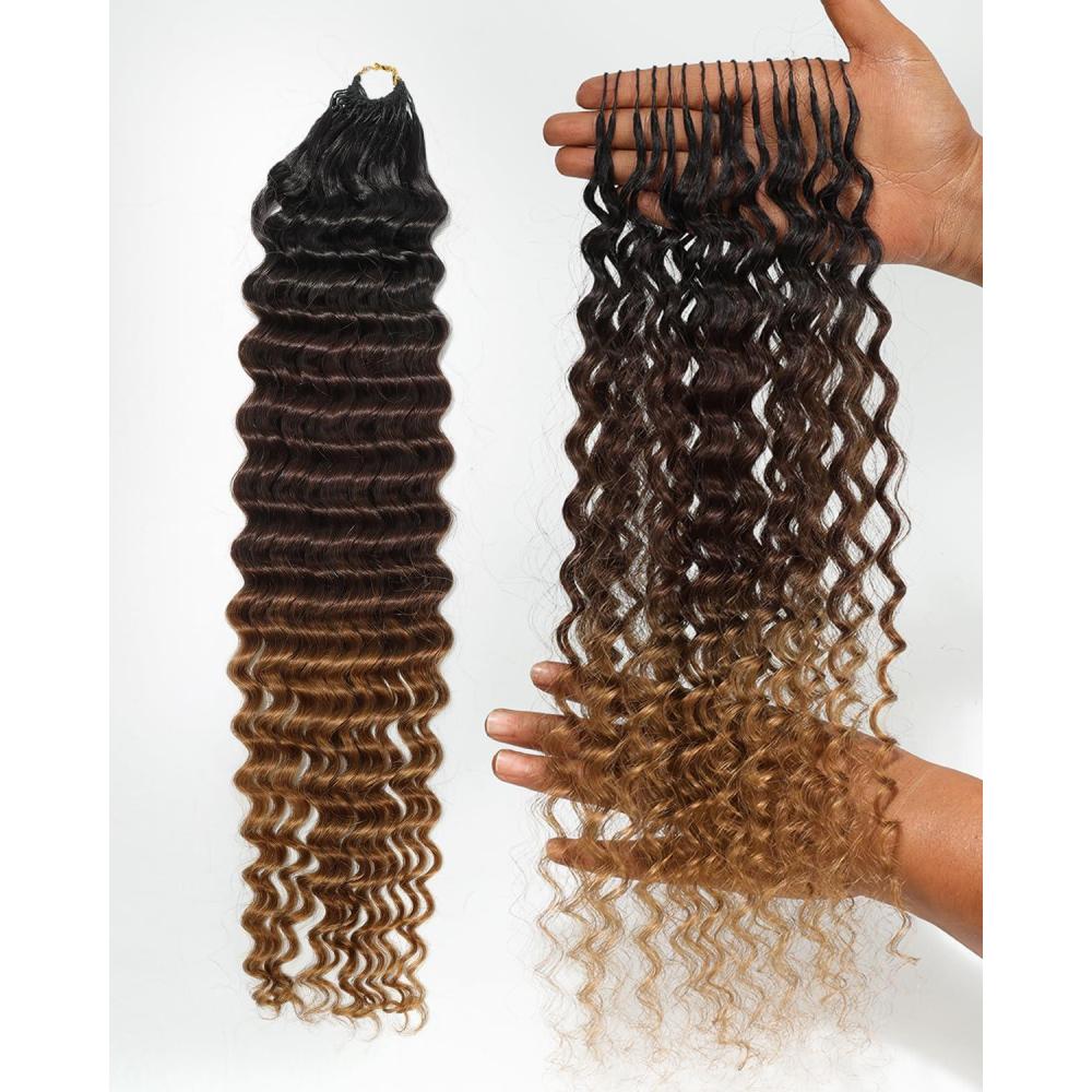 imageBEEOS Deep Wave Crochet Human Hair 160g 1B430 Ombre Knotless PreSeparated Feather Crochet Hair for Women 160g Invisible String Lightweight Reusable40g Deep Wave 1B430