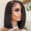 BEEOS 13×6 SKINLIKE Real HD Lace Frontal Bob Wig, Ultra-fitted Cap Pre-Plucked Bleached Knots 180% Density Straight Human Hair Wig 12 Inch(13×6 HD Lace Wig – Straight Bob)