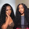 BEEOS 13×6 Ultra-fitted HD Lace Wig 250% Density Pre Plucked Curly Human Hair Wigs Bleached Knots 18 Inch(13×6 Full Frontal Transparent Lace Water Wave Wig-180% Density)