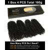 BEEOS Deep Wave Crochet Human Hair 160g, 1B/4/30 Ombre Knotless Pre-Separated Feather Crochet Hair for Women 160g, Invisible String Lightweight Reusable(160g Afro Kinky Curly Natural Black)