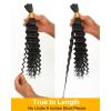 BEEOS Human Braiding Hair for Boho Braids, 100g Deep Wave Bulk Human Hair for Braiding Bohemian Knotless Micro Braids 18 Inch #1B Natural Black(#1B Natural Black-100g)