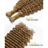 BEEOS Human Braiding Hair for Boho Braids, 100g Deep Wave Bulk Human Hair for Braiding Bohemian Knotless Micro Braids 18 Inch #1B Natural Black(#27 Honey Blonde-100g)
