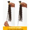 BEEOS Human Braiding Hair for Boho Braids, 100g Deep Wave Bulk Human Hair for Braiding Bohemian Knotless Micro Braids 18 Inch #1B Natural Black(#4 Chocolate Brown-100g)