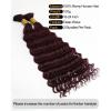 BEEOS Human Braiding Hair for Boho Braids, 100g Deep Wave Bulk Human Hair for Braiding Bohemian Knotless Micro Braids 18 Inch #1B Natural Black(#99J Burgundy-100g)