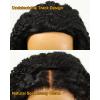 BEEOS Kinky Curly Remy Human Hair Half Wig, 200% Density 3 In 1 Drawstring Glueless Half Wig for Women, Seamless Flip Over 20 Inch #1 Jet Black(Burmese Curly)