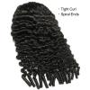 BEEOS Kinky Curly Remy Human Hair Half Wig, 200% Density 3 In 1 Drawstring Glueless Half Wig for Women, Seamless Flip Over 20 Inch #1 Jet Black(Burmese Curly)