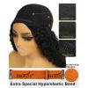 BEEOS Kinky Curly Remy Human Hair Half Wig, 200% Density 3 In 1 Drawstring Glueless Half Wig for Women, Seamless Flip Over 20 Inch #1 Jet Black(Curly)