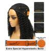 BEEOS Kinky Curly Remy Human Hair Half Wig, 200% Density 3 In 1 Drawstring Glueless Half Wig for Women, Seamless Flip Over 20 Inch #1 Jet Black(Kinky Curly)