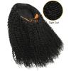 BEEOS Kinky Curly Remy Human Hair Half Wig, 200% Density 3 In 1 Drawstring Glueless Half Wig for Women, Seamless Flip Over 20 Inch #1 Jet Black(Kinky Curly)