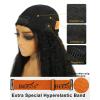 BEEOS Kinky Curly Remy Human Hair Half Wig, 200% Density 3 In 1 Drawstring Glueless Half Wig for Women, Seamless Flip Over 20 Inch #1 Jet Black(Kinky Straight)