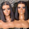 BEEOS Wear to Go 5×5 Pre-cut SKINLIKE Real HD Lace Closure Wig, 180% Density Glueless Short Straight Bob Wig Pre-Plucked Bleached Knots Human Hair Wigs Ready to Wear 12 Inch(5×5 Glueless HD Lace Bob Wig)