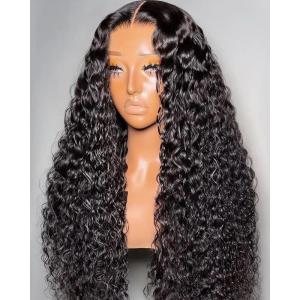 BEEOS 13×6 Ultra-fitted HD Lace Wig 250% Density Pre Plucked Curly Human Hair Wigs Bleached Knots 18 Inch(13×6 Full Frontal Transparent Lace Water Wave Wig-180% Density)