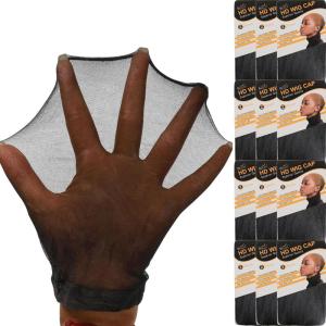 BEEOS Black SKINLIKE HD Wig Cap, 4 Pieces Invisible and Sheer Breathable Ultra-thin Stretchy Stocking Caps for Lace Front Wigs, Bald Cap for Women(Black 24 PCS)