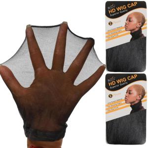 BEEOS Black SKINLIKE HD Wig Cap, 4 Pieces Invisible and Sheer Breathable Ultra-thin Stretchy Stocking Caps for Lace Front Wigs, Bald Cap for Women(Black 4 PCS)