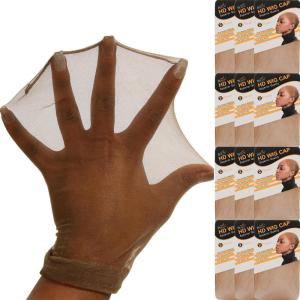 BEEOS Black SKINLIKE HD Wig Cap, 4 Pieces Invisible and Sheer Breathable Ultra-thin Stretchy Stocking Caps for Lace Front Wigs, Bald Cap for Women(Dark Brown 24 PCS)