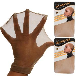 BEEOS Black SKINLIKE HD Wig Cap, 4 Pieces Invisible and Sheer Breathable Ultra-thin Stretchy Stocking Caps for Lace Front Wigs, Bald Cap for Women(Dark Brown 4 PCS)