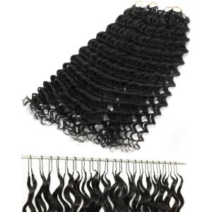 BEEOS Deep Wave Crochet Human Hair 160g, 1B/4/30 Ombre Knotless Pre-Separated Feather Crochet Hair for Women 160g, Invisible String Lightweight Reusable(160g Deep Wave Natural Black)