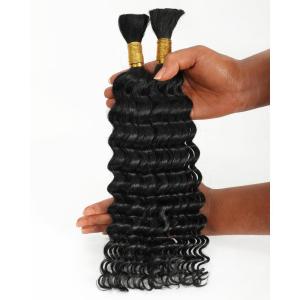 BEEOS Human Braiding Hair for Boho Braids, 100g Deep Wave Bulk Human Hair for Braiding Bohemian Knotless Micro Braids 18 Inch #1B Natural Black(#1 Jet Black-100g)