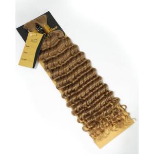BEEOS Human Braiding Hair for Boho Braids, 100g Deep Wave Bulk Human Hair for Braiding Bohemian Knotless Micro Braids 18 Inch #1B Natural Black(#27 Honey Blonde-100g)