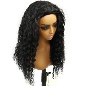 BEEOS Kinky Curly Remy Human Hair Half Wig, 200% Density 3 In 1 Drawstring Glueless Half Wig for Women, Seamless Flip Over 20 Inch #1 Jet Black(Curly)