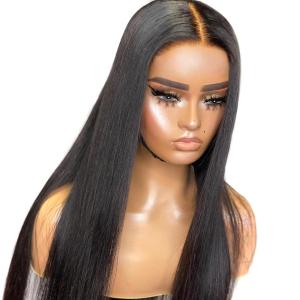 BEEOS Wear and Go 5×5 SKINLIKE Real HD Lace Closure Wig, Pre-cut 180% Density Pre-Plucked Bleached Knots Glueless Straight Virgin Human Hair Wigs 22 Inch(5×5 Straight Glueless HD Lace Wig 180% Density)