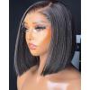 BEEOS Ultra-fitted HD Lace Wig 250% Density 13×6 Full Frontal Straight Bob Human Hair Wigs Pre Plucked Bleached Knots 12 Inch(13×4 Full Frontal Transparent Lace Straight Bob Wig-150% Density)